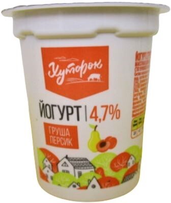 Йогурт Хуторок Груша-персик, 4,7%, 120 г