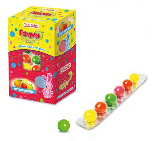 Жевательная резинка Конфитой Гамми Фрут шарики, 12 гр., блистер