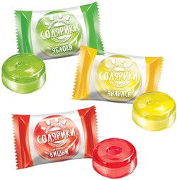 KDV / Карамель леденцовая, Солярики леденцы, со вкусом яблока, ананаса, вишни, конфеты 1 кг