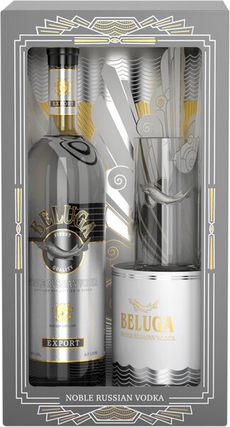 Водка BELUGA Noble 40% + стакан хайбол, п/у, 1л Россия, 1 L