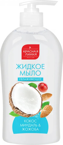 Мыло Красная линия жидкое Масло кокоса, миндаля и жожоба, 500 гр., пластиковый флакон с дозатором