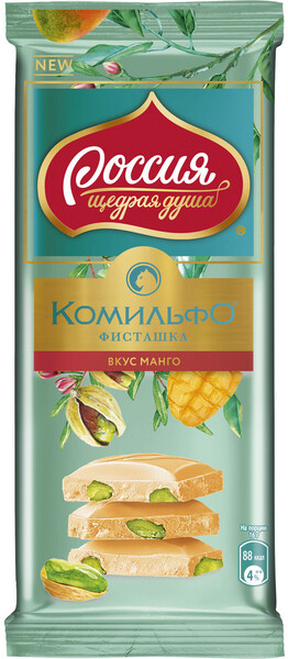 Шоколад белый РОССИЯ ЩЕДРАЯ ДУША Комильфо с манго, 80г Россия, 80 г