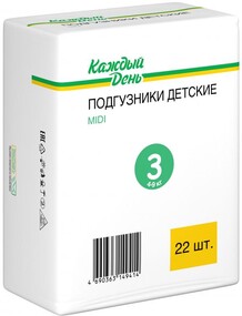 Подгузники «Каждый день» Midi 3 размер (4-9 кг), 22 шт  