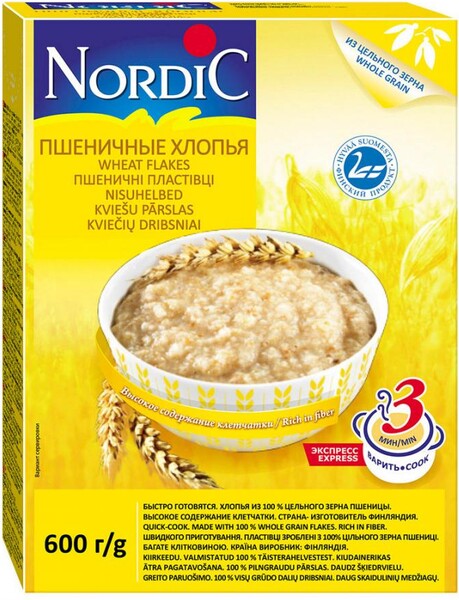 Хлопья Nordic пшеничные 600г