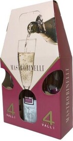 Вино игристое белое полусладкое «Mastro Binelli Malvasia» в подарочной упаковке с 2-мя стаканами, 0.75 л