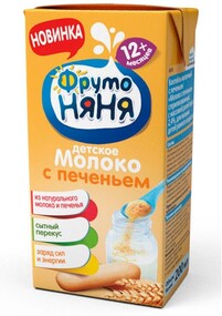 Молоко ФрутоНяня с печеньем с 12 месяцев 2.4% 200 мл
