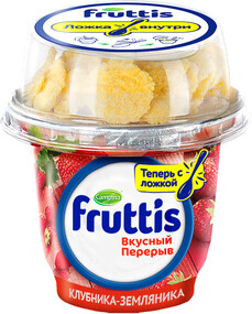 Продукт йогуртный Fruttis Вкусный перерыв Клубника-Земляника с кукурузными хлопьями 2.5% 175г