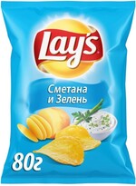 Чипсы «Lay's Сметана и зелень картофельные» 80 гр.
