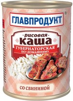 Каша рисовая «Главпродукт Губернаторская со свининой» 340 гр.