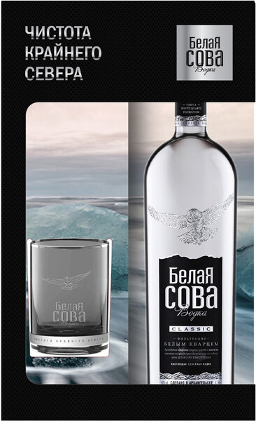 Водка БЕЛАЯ СОВА Классическая 40%, п/у + стакан, 0.7л Россия, 0.7 L