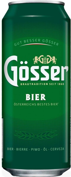 Пиво светлое GOSSER пастер. алк.4,7% ж/б Россия, 0.43 L