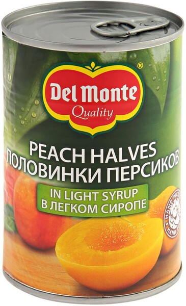 Персики Del Monte половинки в легком сиропе 0,42кг