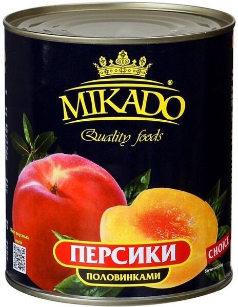Персики Mikado половинки в сиропе 820г