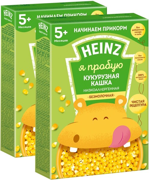 Каша кукурузная HEINZ безмолочная низкоаллергенная, с 5 месяцев, 180г Россия, 180 г