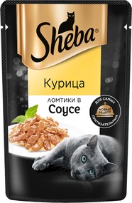 Корм влажный Sheba для кошек, ломтики в соусе, курица, 75 г