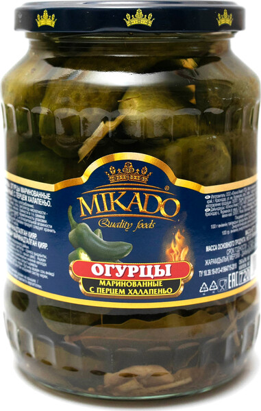 Огурчики с халапеньо МИКАДО, 6 - 9 см