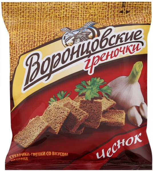Сухарики-гренки Воронцовские со вкусом чеснока, 60г