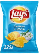 Чипсы картофельные Lays Сметана и зелень 225 г