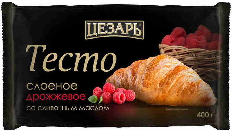 Тесто дрожжевое ЦЕЗАРЬ слоеное со сливочным маслом, 400г Россия, 400 г