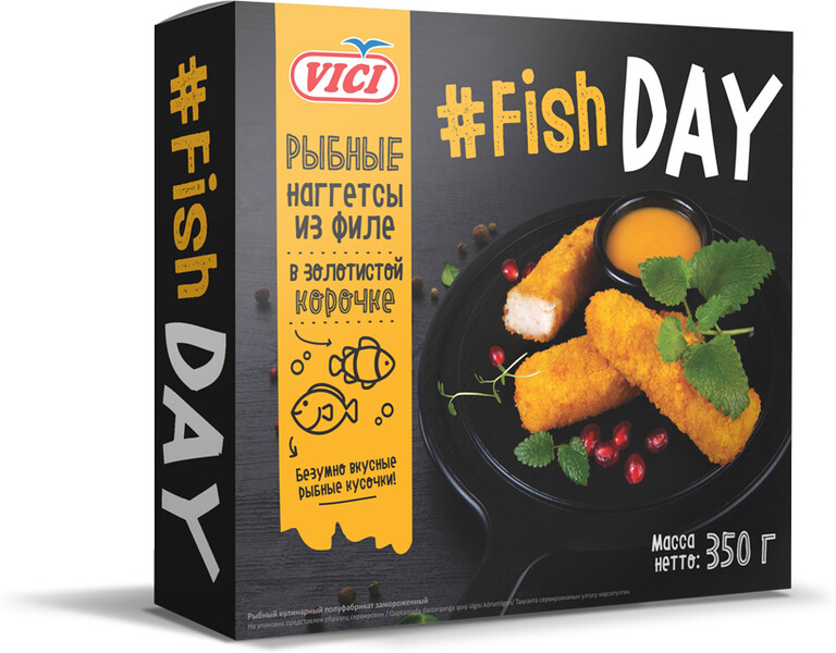 Наггетсы рыбные Vici Fish Day в золотистой корочке, 350 г