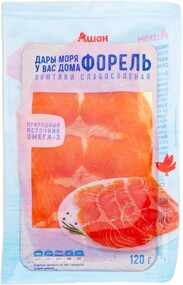 Форель слабосоленая ломтики АШАН Красная птица, 120 г