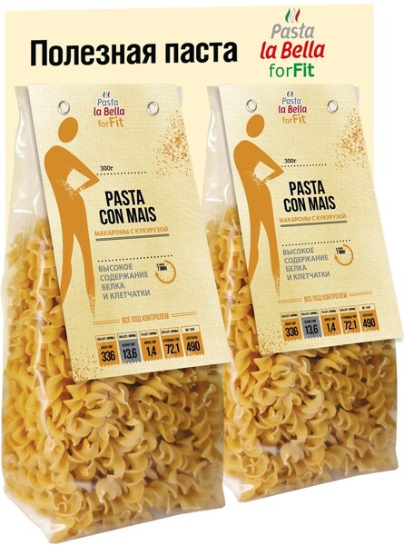 Макароны Pasta la Bella forFit с кукурузой, 300 гр., флоу-пак