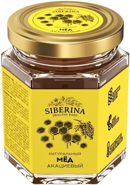 Siberina / Мёд акациевый, натуральный жидкий мёд, свежий сбор, без сахара, без добавок, полезный десерт, 250 г
