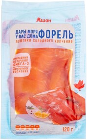 Форель холодного копчения ломтики АШАН Красная птица, 120 г
