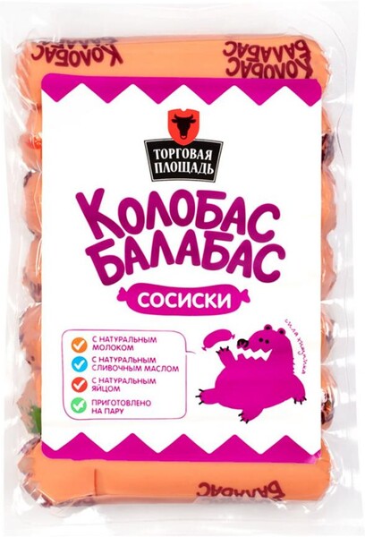 Сосиски ТОРГОВАЯ ПЛОЩАДЬ Колобас Балабас, 350г Россия, 350 г