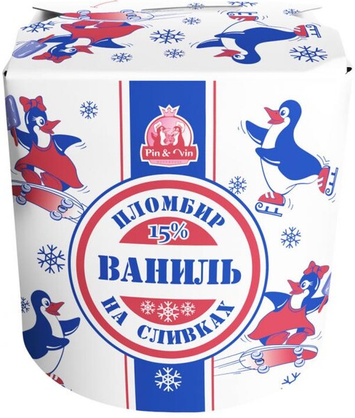 Мороженое Pin&Vin Пломбир на сливках 15%, в картонном боксе, 300 г