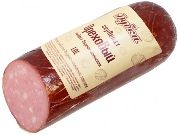 Колбаса варено-копченая «Дубки» Сервелат Ореховый вес