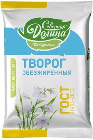 Творог мягкий «Северная Долина» обезжиренный, 180 г