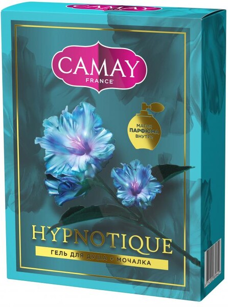 Женский подарочный набор: Camay Гель для душа и мочалка, 250 мл