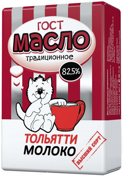 Масло сливочное «Тольяттимолоко» Традиционное 82,5%, 180 г