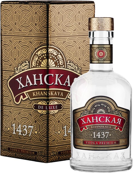 Водка Ханская де Люкс Премиум 0.5 л в коробке