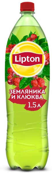 Чай Lipton холодный Зеленый со вкусом Земляника Клюква, 1,5л