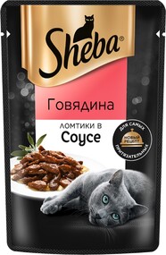 Корм влажный Sheba для кошек, ломтики в соусе, говядина, 75 г