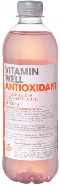 Напиток Vitamin Well Antioxidant безалкогольный негазированный витаминизированный со вкусом персика 0,5л