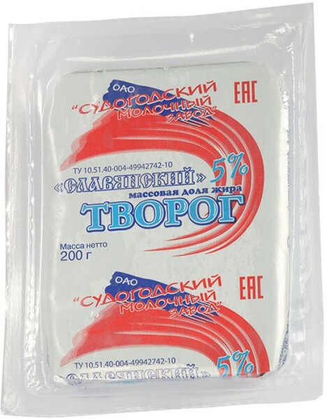 Творог «Судогодский молочный завод» Славянский 5%, 200 г