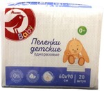 Пеленки одноразовые для детей АШАН Красная птица 60х90 см, 20 шт