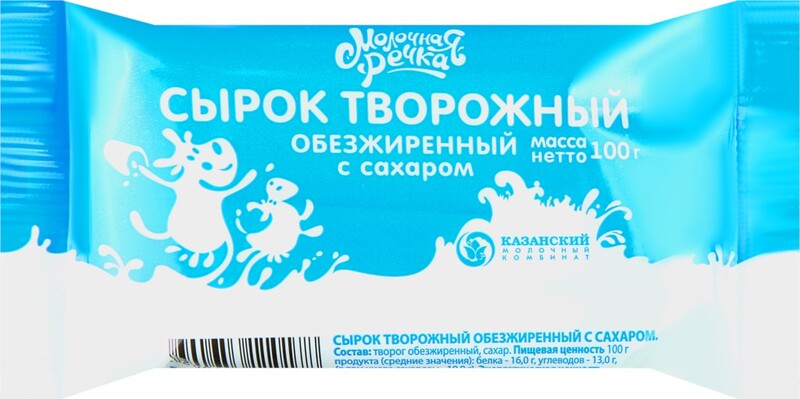 Сырок творожный Молочная Речка с сахаром 8%, 100г
