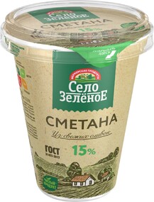 Сметана Село Зеленое 300г 15% стакан