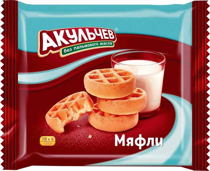 Вафли мягкие АКУЛЬЧЕВ Мяфли, 112г Россия, 125 г
