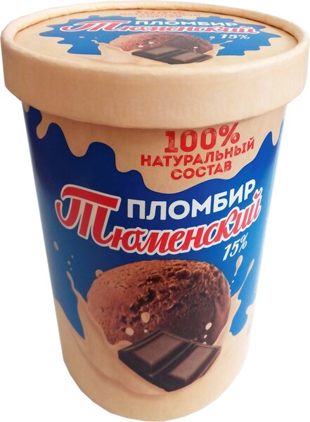 Мороженое ТЮМЕНСКИЙ ПЛОМБИР шоколадный ведро 15% без змж 400г