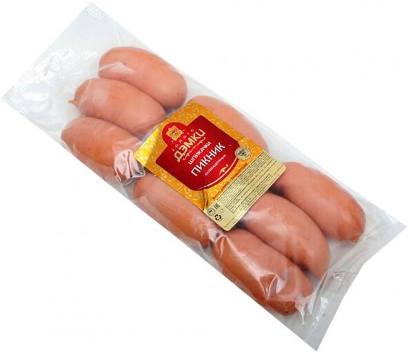 Шпикачки «Золото Дэмки» Пикник (0,8-1,2 кг), 1 упаковка ~ 1 кг