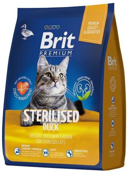 Brit Premium Cat Duck & Chicken. Сухой корм с уткой и курицей для взрослых стерилизованных кошек. 2