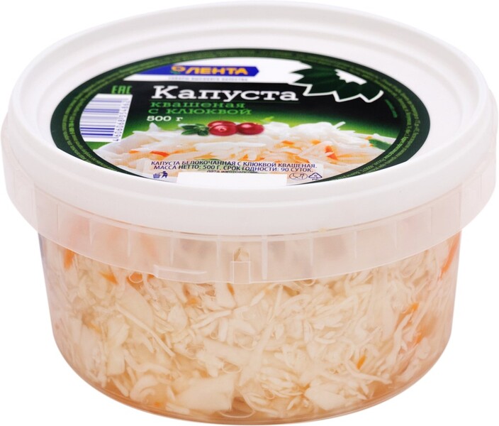 Капуста квашеная ЛЕНТА с клюквой, 500г Россия, 500 г