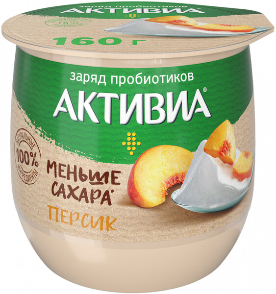 Йогурт АктиБио Термостатная Персик 1,7% 160г