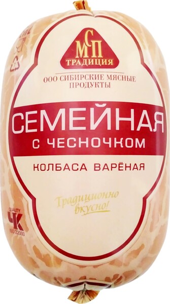 Колбаса вареная СМП ТРАДИЦИЯ Семейная с чесночком в обвязке, 1кг