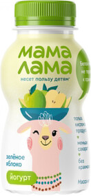 Йогурт питьевой Мама Лама с зеленым яблоком 2,5% 200 г, Россия